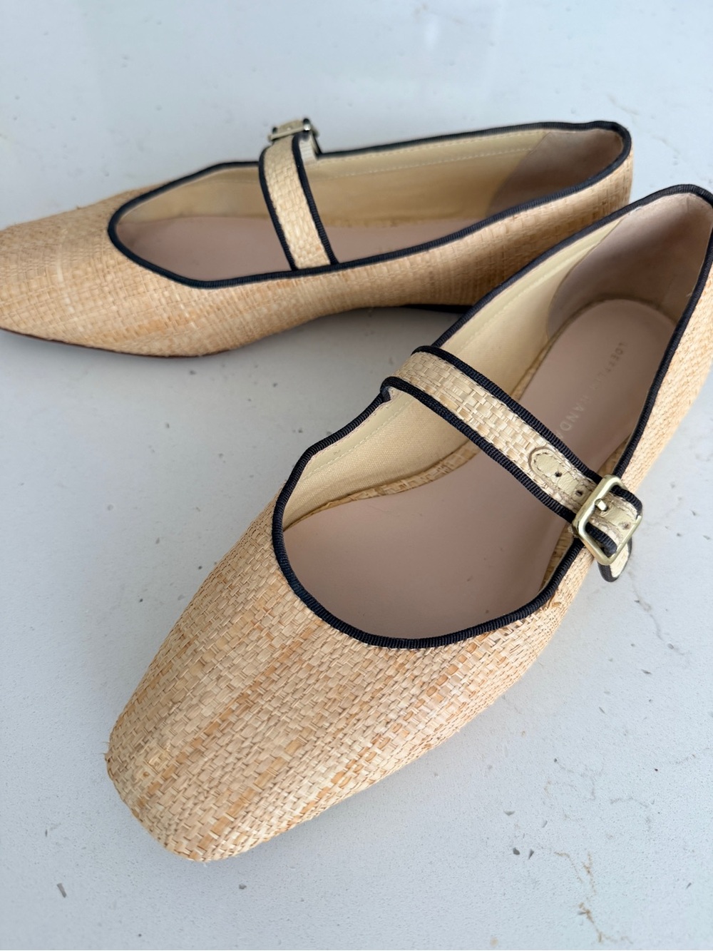Loeffler Randall Raffia Woven Mary Jane Flats with Trim - Picture 2 of 4